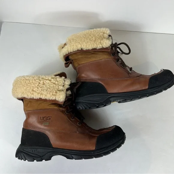 UGG men's Butte Worchester Brown Leather Waterproof Vibram Boots Mens Size 9 - Picture 6 of 13
